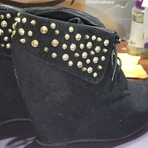 Black Wedge heeled ankle boots